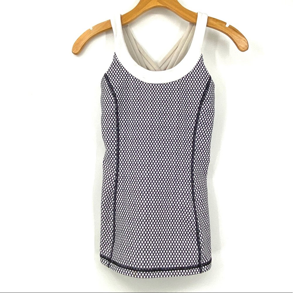 πSALEπ Lululemon Blue White Tan Crisscross Tank - Picture 4 of 10